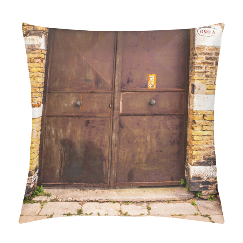 Personality  Ancient Venetian Metal Door. Pillow Covers