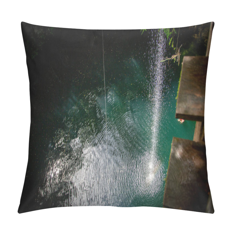 Personality  Cenote In Mexico.Landscape. View Of The Beautiful Cenote In Mexico. Pillow Covers