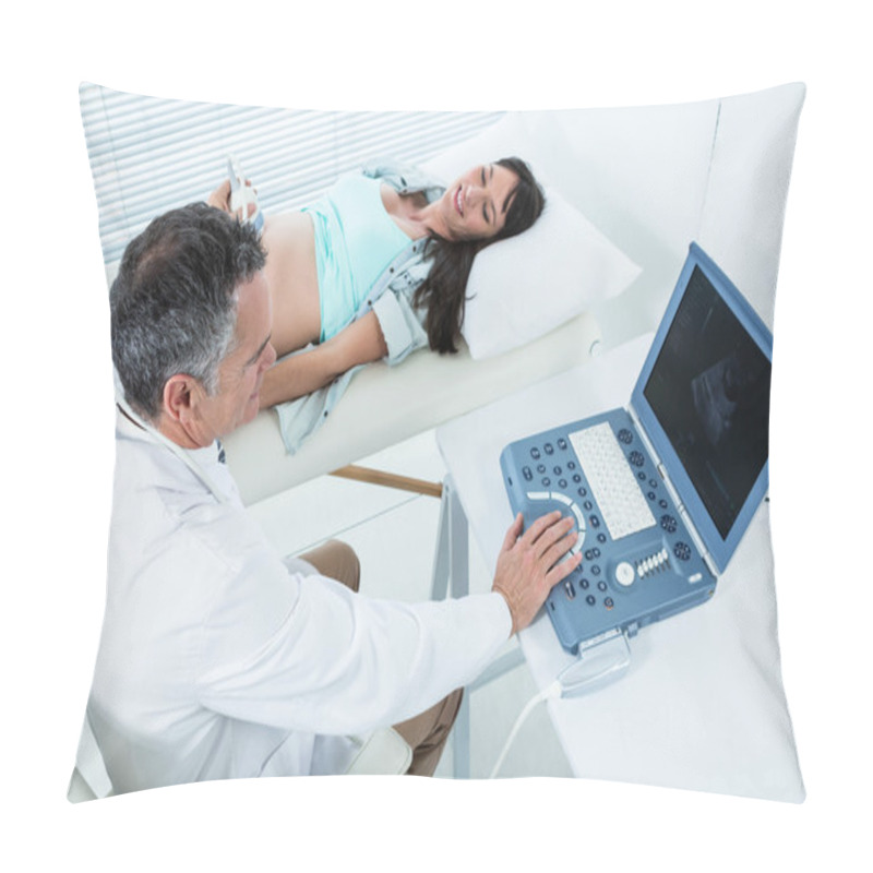 Personality  Pregnant Woman Undergoing Ultrasound Test Pillow Covers