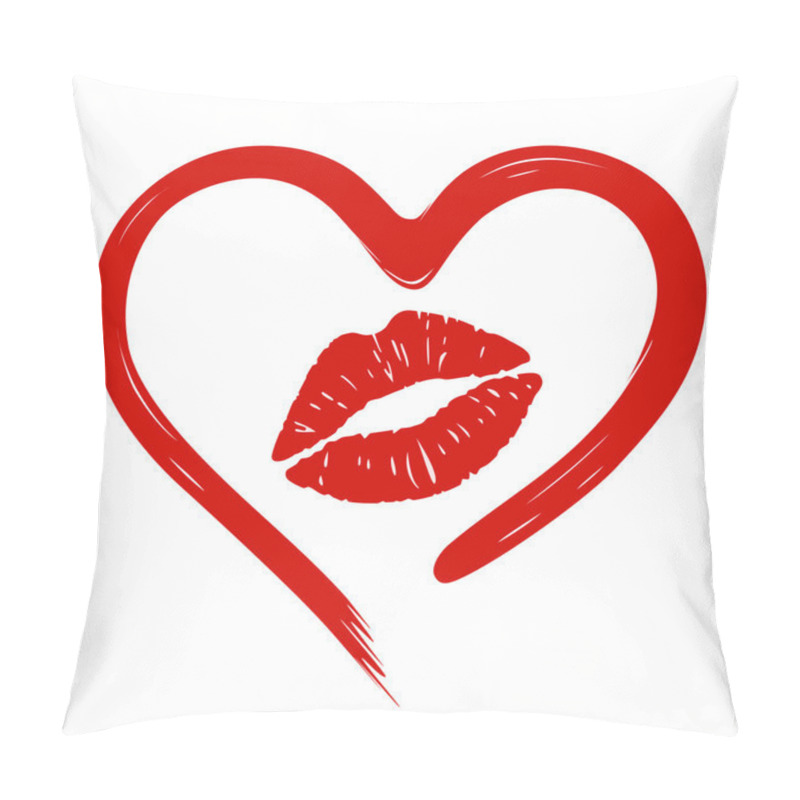 Personality  Heart Drawn In Lipstick And Lip Imprint Pillow Covers