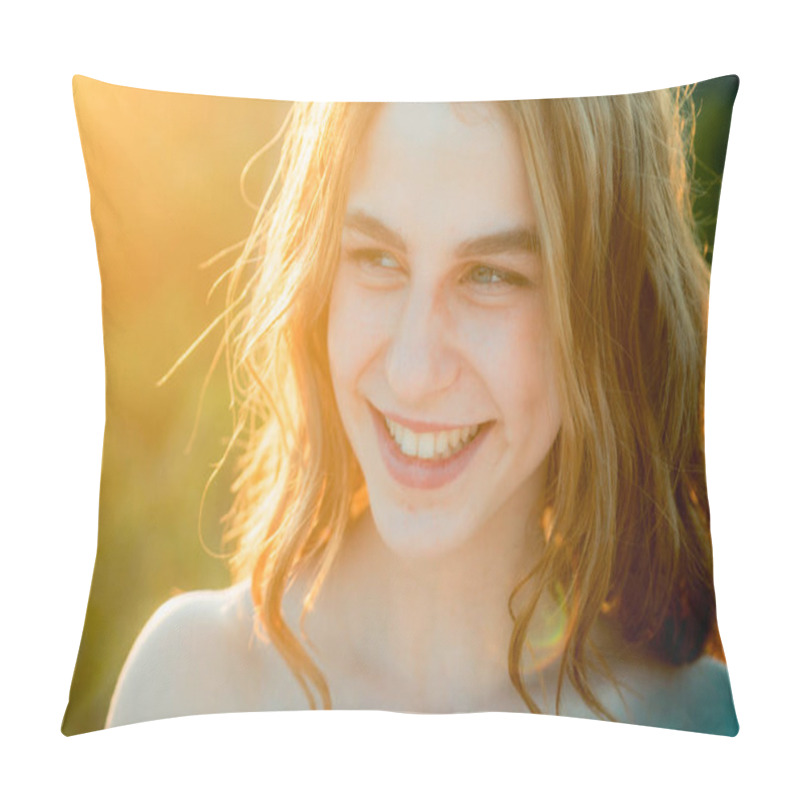 Personality  Beautiful Young Woman, Tender Girl. Fashion And Beauty. Pillow Covers