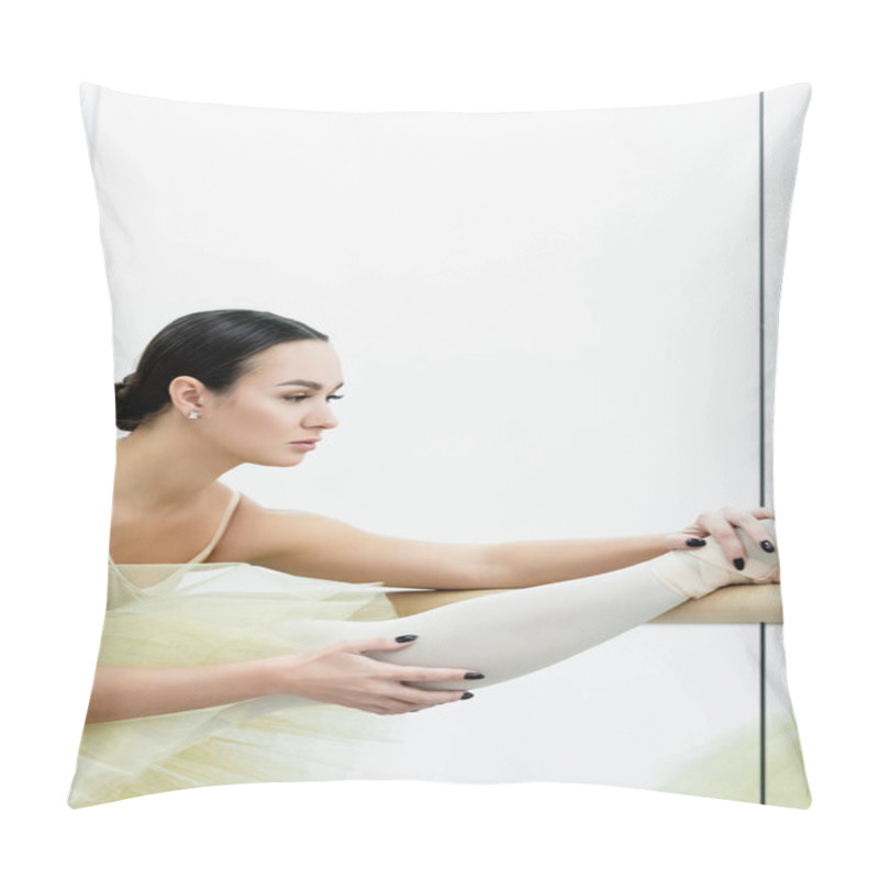 Personality  Young Ballerina Stretching Leg At Barre In Dance Studio Pillow Covers