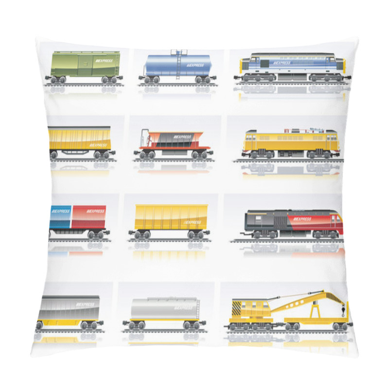 Personality  Vector Railroad Transportation Icon Set Pillow Covers