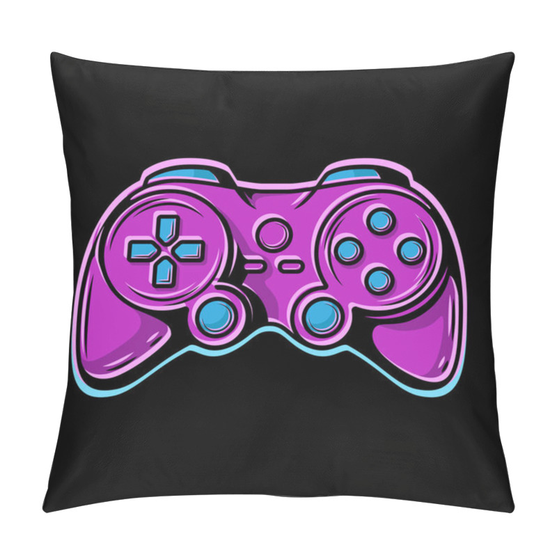 Personality   T-shirt Print Of Joypad. Neon Illustration. Conceptual Artwork For Fun. Pillow Covers