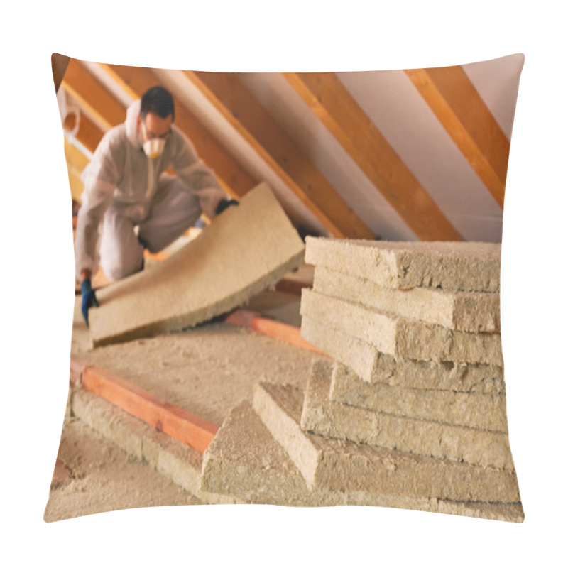 Personality  Man Laying Thermal Insulation Layer Under The Roof Pillow Covers