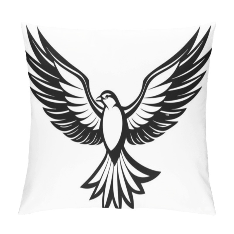 Personality  Stylized Flying Bird Illustration Highlighting Freedom And Grace Pillow Covers