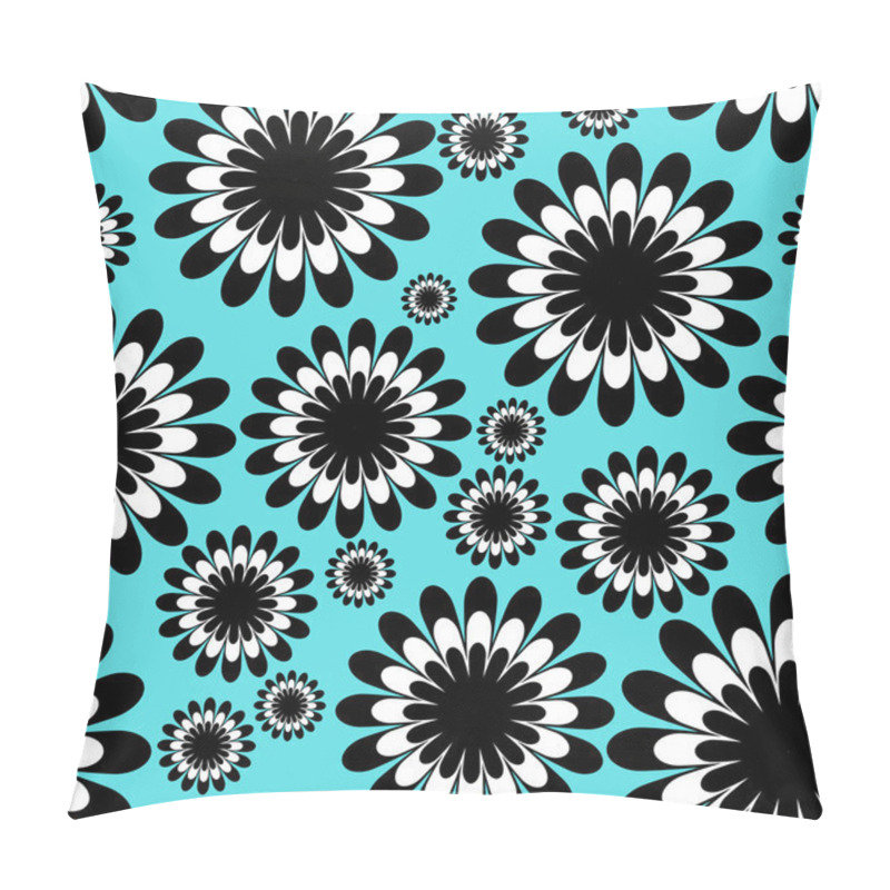 Personality  Abstract Monochrome Floral Seamless Pattern In Over Tiffany Blue Pillow Covers