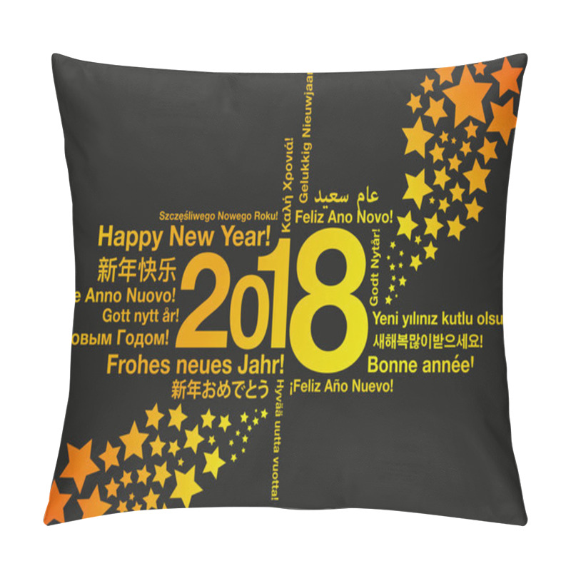 Personality  Happy New Year In Different Languages With Stars Greeting Card Concept Pillow Covers