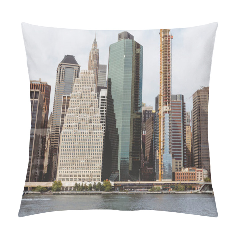 Personality  MANHATTAN, NEW YORK, USA - OCTOBER 8, 2018: Beautiful View Of Manhattan And Atlantic Ocean, New York, Usa Pillow Covers