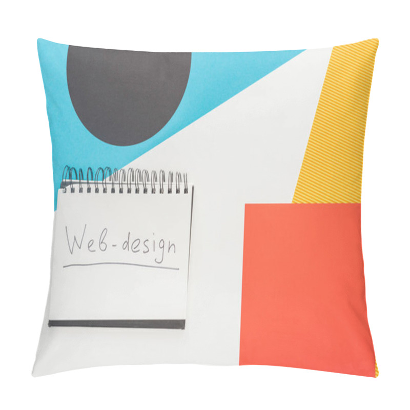 Personality  Top View Of Notebook With Web-design Lettering On Abstract Geometric Background Pillow Covers