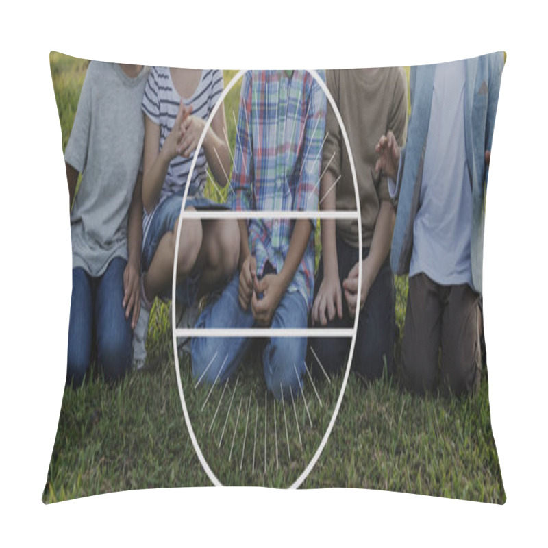 Personality  Group Of Children Sitting On Grass  Pillow Covers