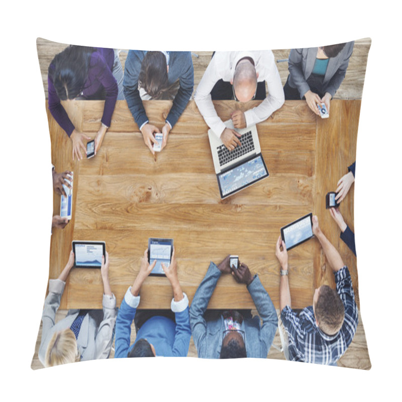 Personality  Business People Using Digital Devices Pillow Covers