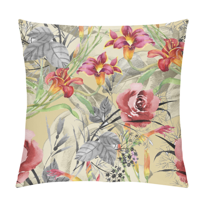 Personality  Garden Blooming Roses And Lily Flowers Pillow Covers