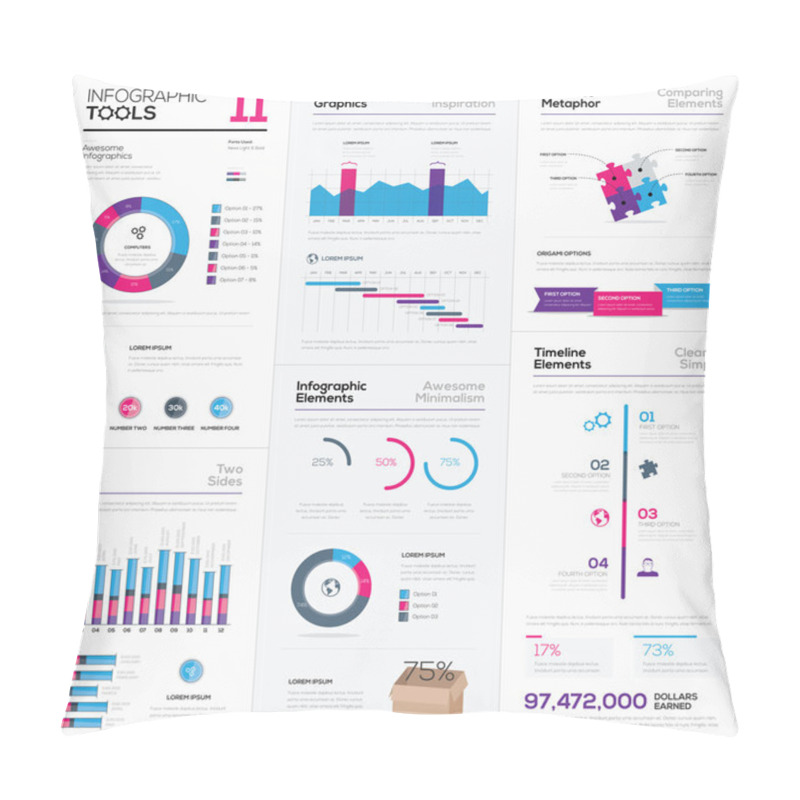 Personality  Fresh Collection Of Various Infographic Business Elements Pillow Covers