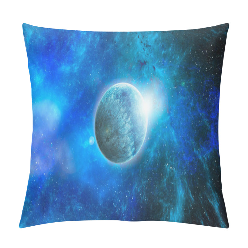 Personality  Unknown Planet From Outer Space. Space Nebula. Cosmic Cluster Of Stars. Outer Space Background. 3D Illustration. Pillow Covers