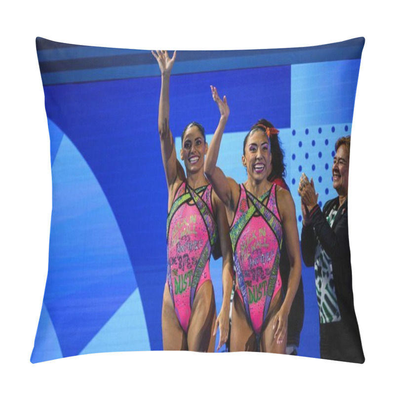 Personality  PARIS, FRANCE - 9 AUGUST, 2024: DIOSDADO Nuria, JIMENEZ Joana, The Artistic Swimming, Duet, Technical Routine, Artistic Swimming, Duet, Technical Routine, The Paris 2024 Olympic Games At Aquatics Centre Pillow Covers