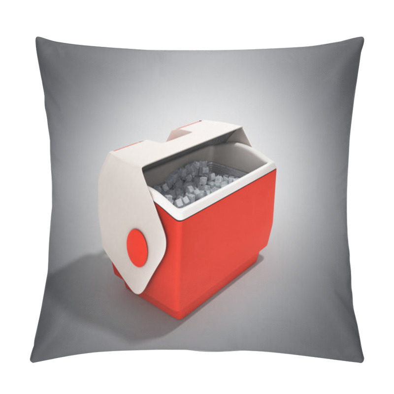 Personality  Open Refrigerator Box Red 3d Render On Grey Background Pillow Covers