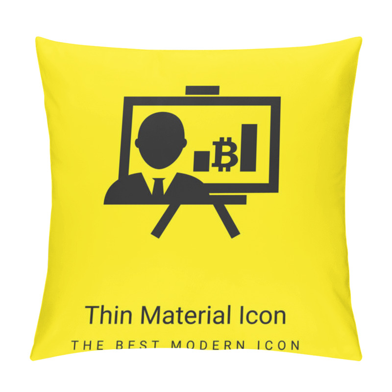 Personality  Bitcoin Presentation With Graphs And Reporter Minimal Bright Yellow Material Icon Pillow Covers