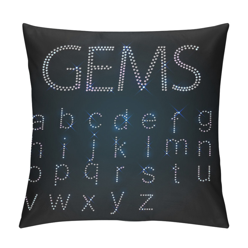 Personality  Gems Alphabet. All Small Letters. Shiny Diamond Font Pillow Covers