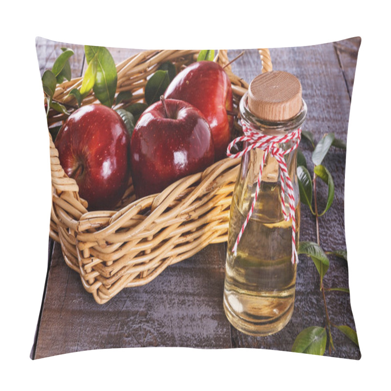 Personality  Apple Cider Vinegar Over Rustic Wooden Background Pillow Covers