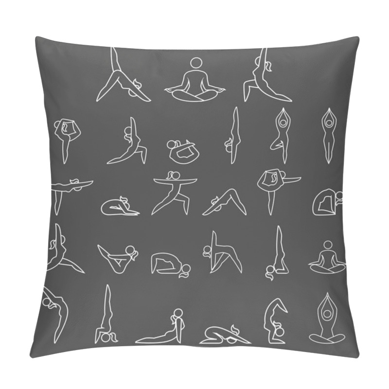 Personality  Yoga Woman Poses Line Icons Style. Vector Illustrations. Pillow Covers