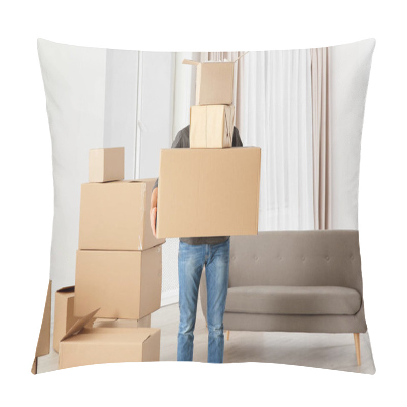 Personality  Man With Moving Boxes In His New House Pillow Covers