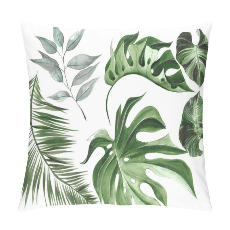 Personality  Isolated Palm Leaves On White Background Pillow Covers