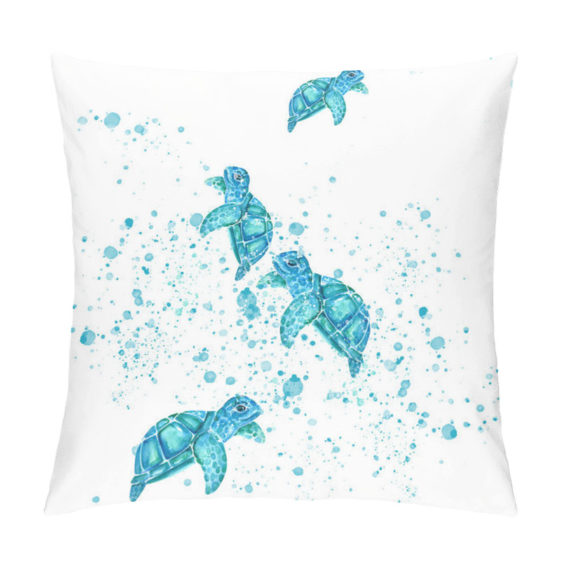 Personality   Aquarelle Painting Of Turtle Sketch Art Pattern Illustration Pillow Covers