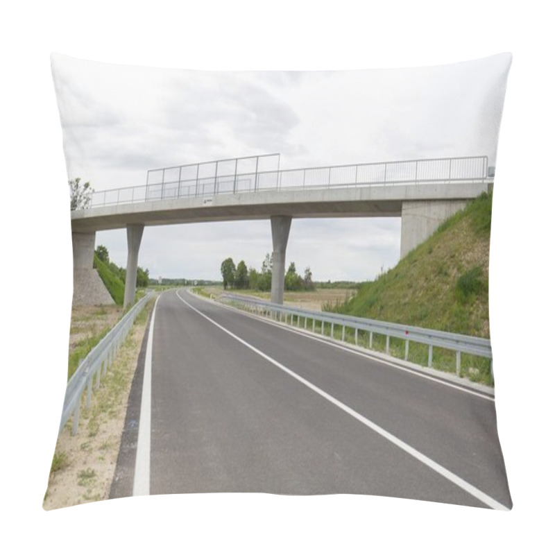 Personality  A New Recently Built Highway In Brcko District, Bosnia And Herzegovina. The Road Was Built By Spanish Company Rubau And Is Important For The Region Pillow Covers