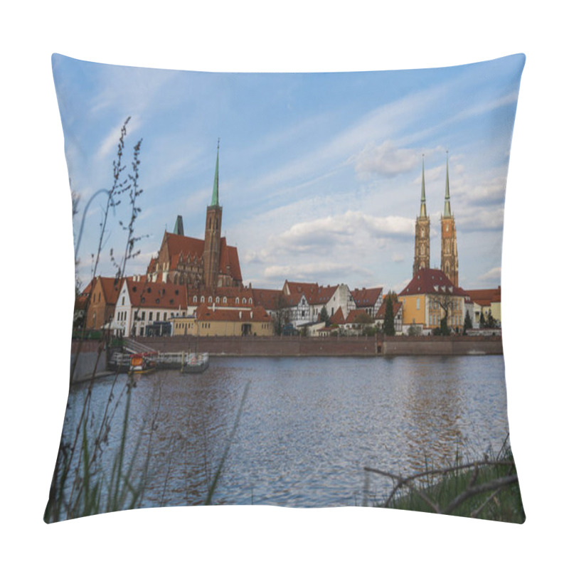 Personality  Cathedral Of St John Baptist And River In Wroclaw Pillow Covers