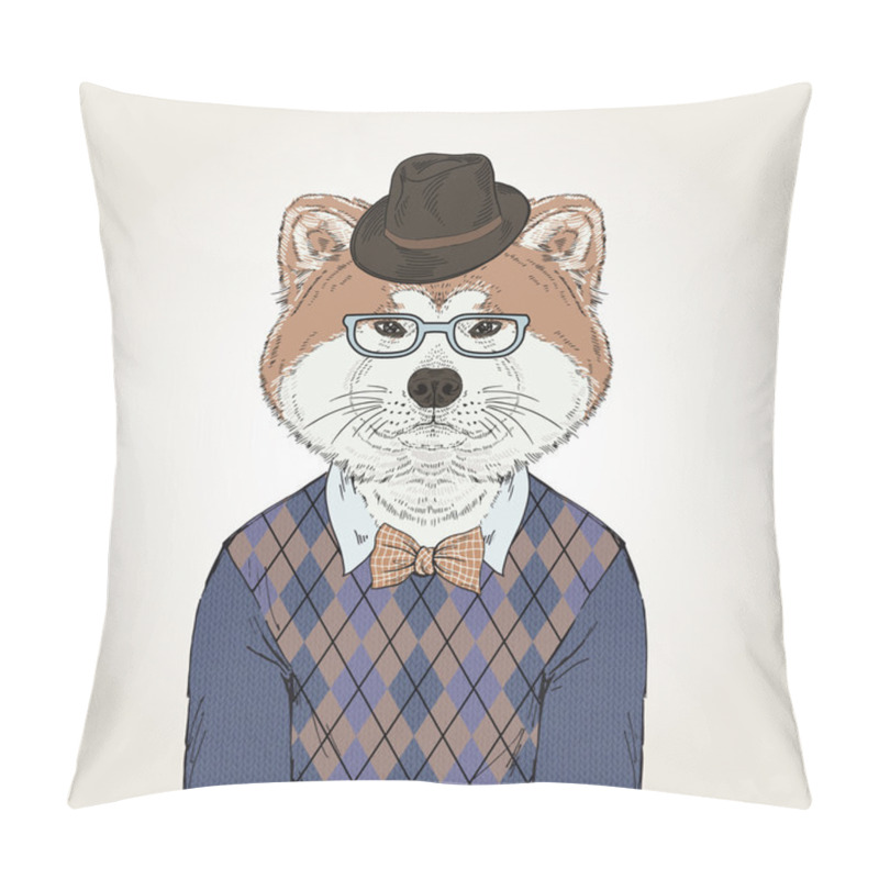 Personality  Akita Dog Portrait In Argyle Pullover Pillow Covers