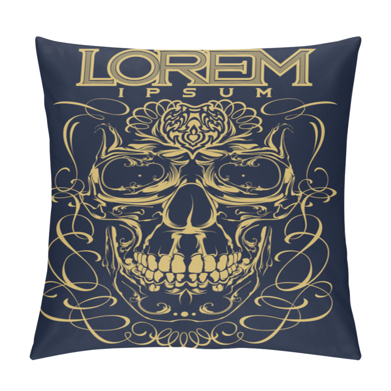 Personality  Abstract Skull In Calligraphic Frame  Pillow Covers