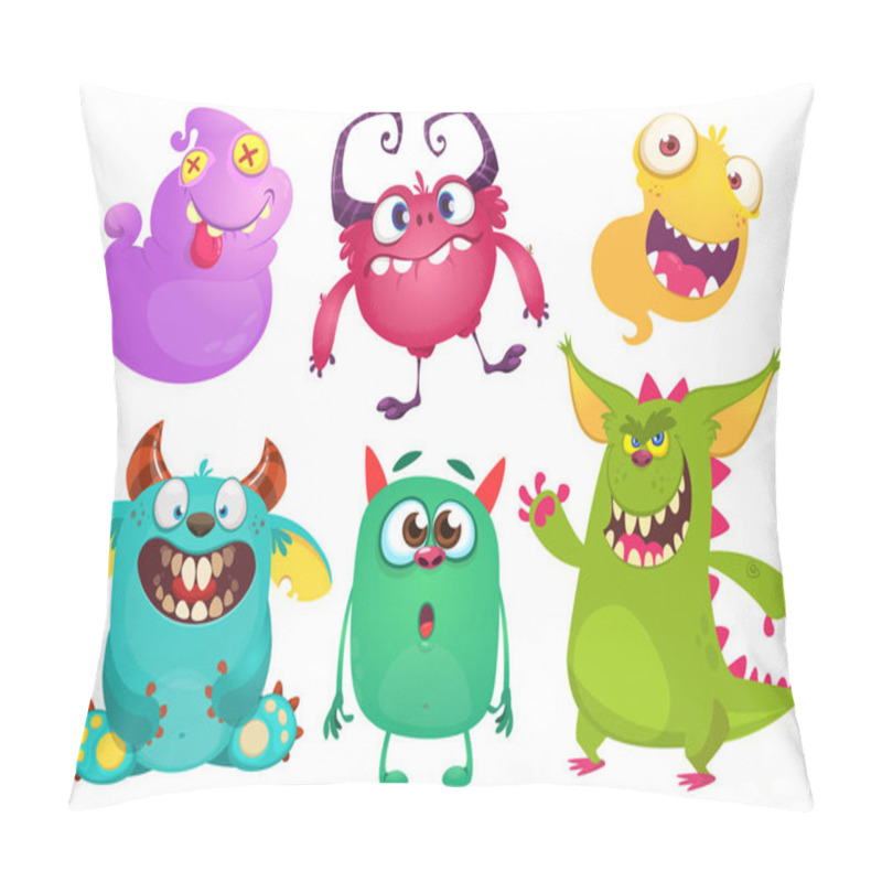 Personality  Cute Cartoon Monsters. Set Of Cartoon Monsters: Ghost, Goblin, Bigfoot Yeti, Troll, Dragon And Alien . Halloween Design Pillow Covers