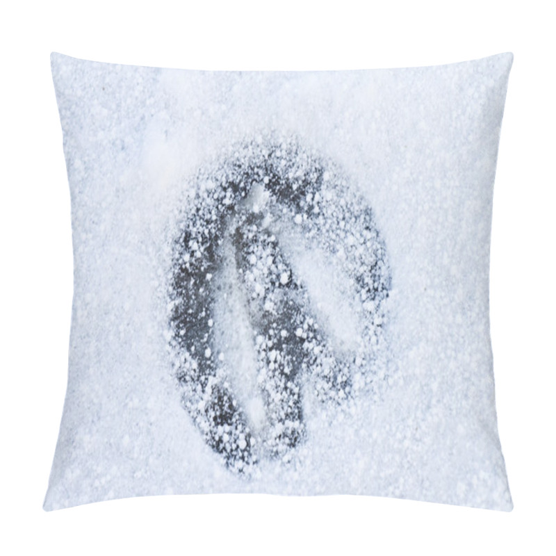 Personality  Footprint Of A Horse In Snow Pillow Covers