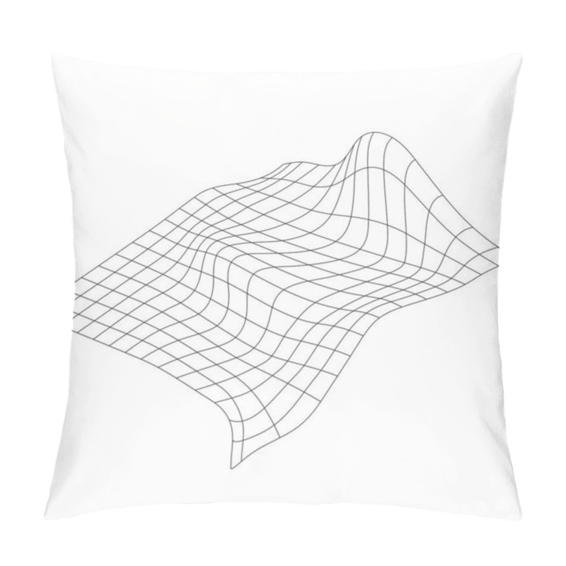 Personality  Bent Grid In Perspective. Mesh With Convex Distortion (editable Vector). Curved Mesh Elements. Spatial Distortion. Isomerism Pillow Covers