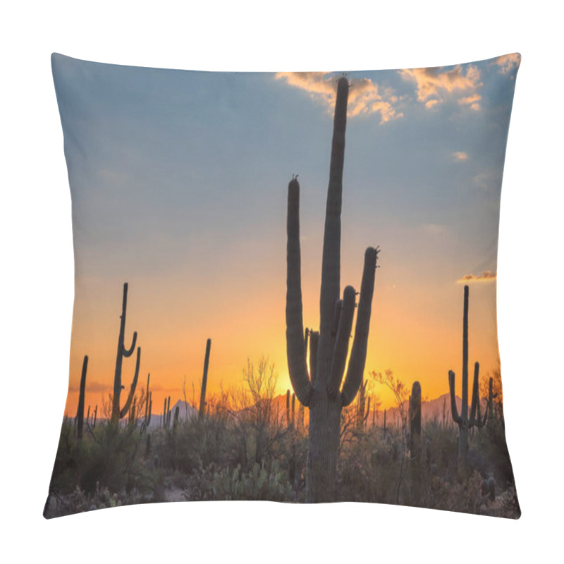 Personality  Sunset At Saguaro National Park, Tucson, Arizona Pillow Covers