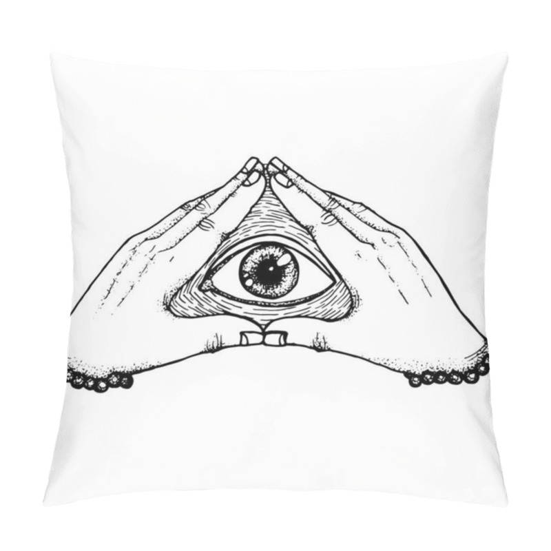 Personality  Third Eye, A Mystical Symbol In The Hands Pillow Covers