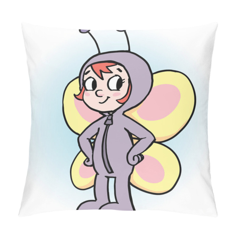 Personality  Girl In A Butterfly Costume With Yellow Wings Pillow Covers