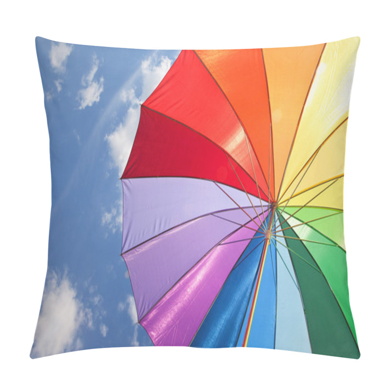 Personality  Rainbow Umbrella On Sky Background Pillow Covers