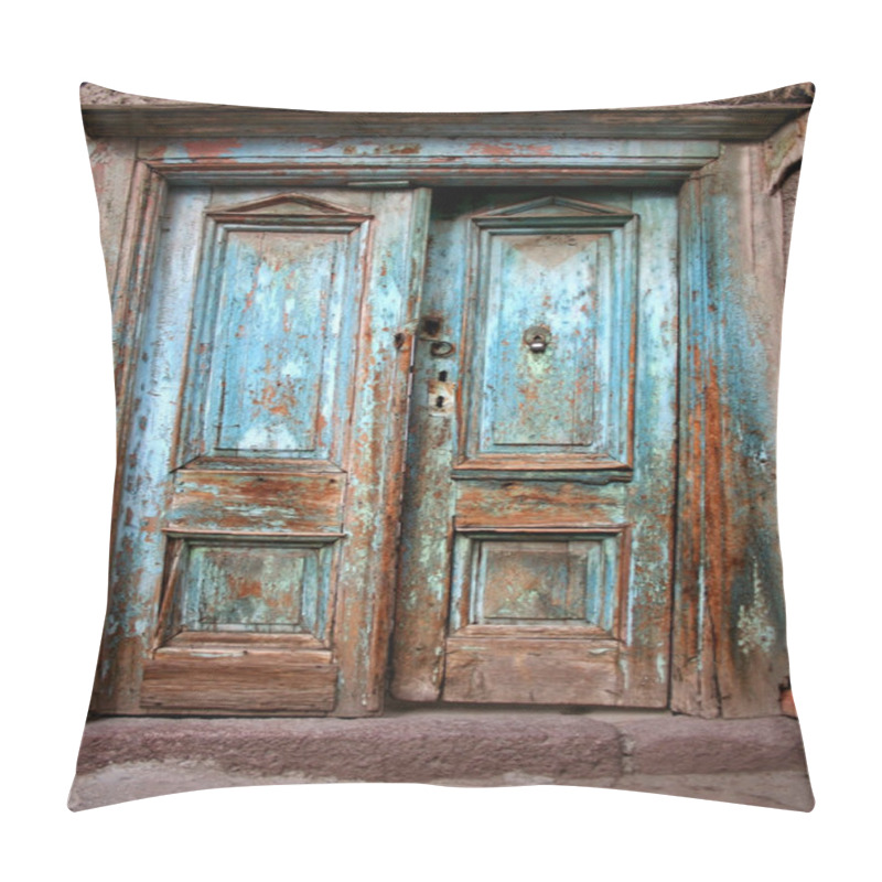 Personality  Antique Old Destroyed Blue Door Pillow Covers