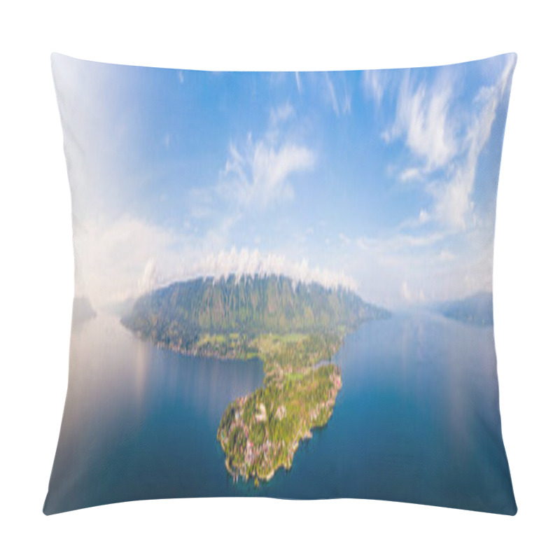 Personality  Aerial: Lake Toba And Samosir Island View From Above Sumatra Indonesia. Huge Volcanic Caldera Covered By Water, Traditional Batak Villages, Green Rice Paddies, Equatorial Forest. Pillow Covers