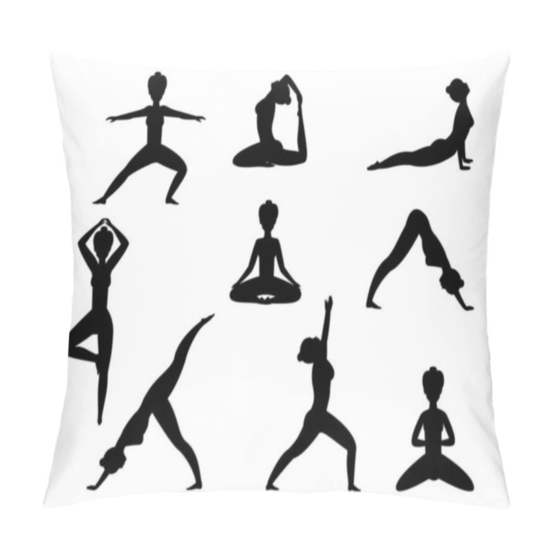 Personality  Yoga Pilates Set Of Icons On Isolated White Background. Flat Vector Illustration Pillow Covers