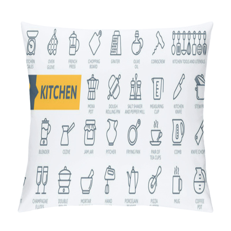 Personality  Kitchen And Cooking Thin Line Web Icon Set. Outline Icons Collection. Simple Vector Illustration Pillow Covers