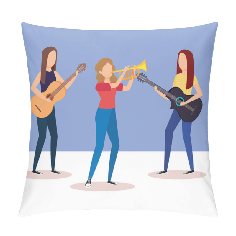 Personality  Band Playing Trumpet And Guitars Pillow Covers