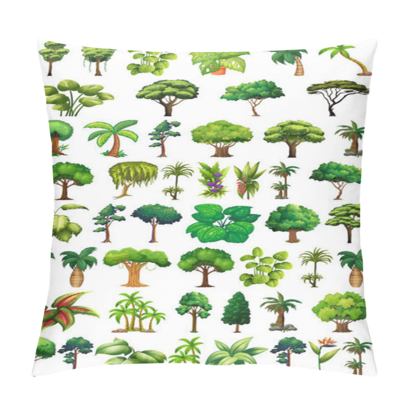 Personality  Set Of Variety Plants And Trees Illustration Pillow Covers