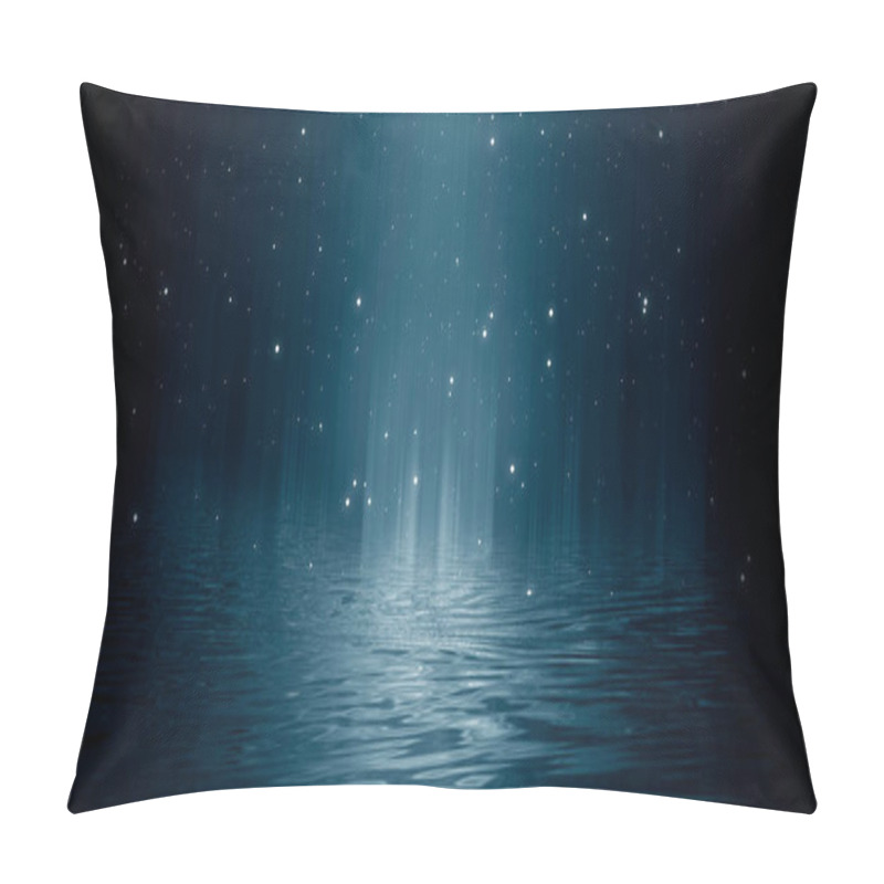 Personality  Empty Futuristic Dramatic Scene. Abstract Dark Landscape, Street. Neon Light Fluid Element. Night View, Neon Blue Light. Fantasy Background. 3D Illustration Pillow Covers