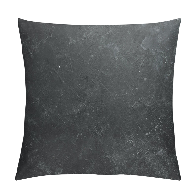 Personality  Black Stone Background. Free Space For Your Text. Top View. Rustic Style. Pillow Covers