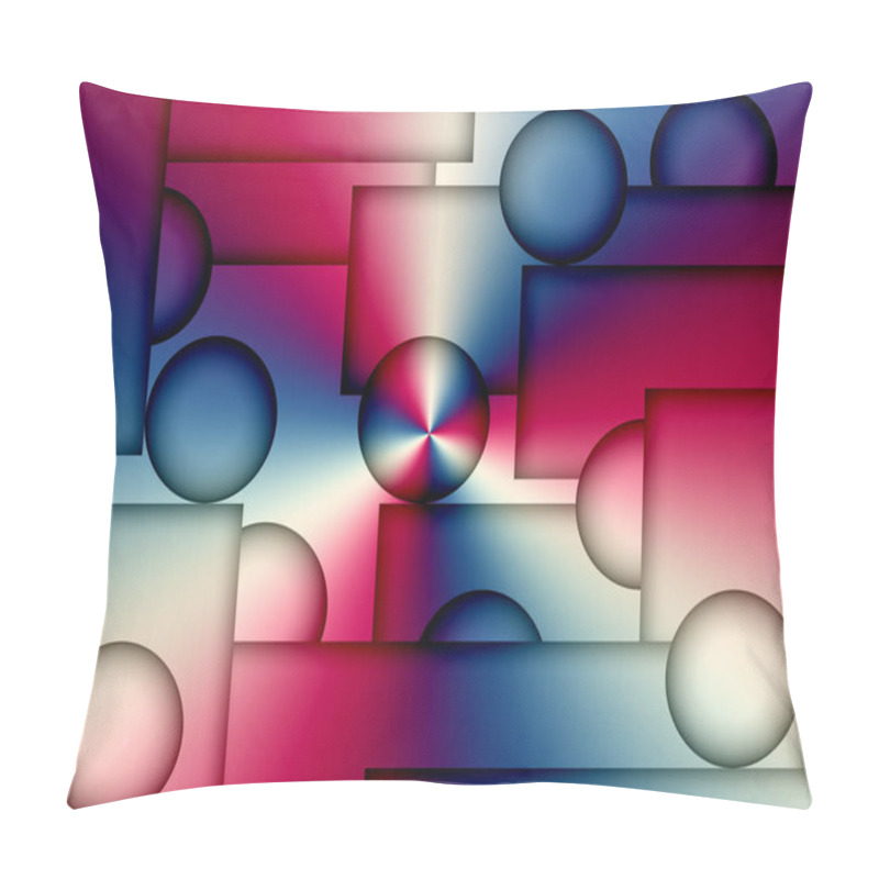 Personality  A Minimalist Modern Art Design Of Circles And Rectangles In Red And Blue Pillow Covers