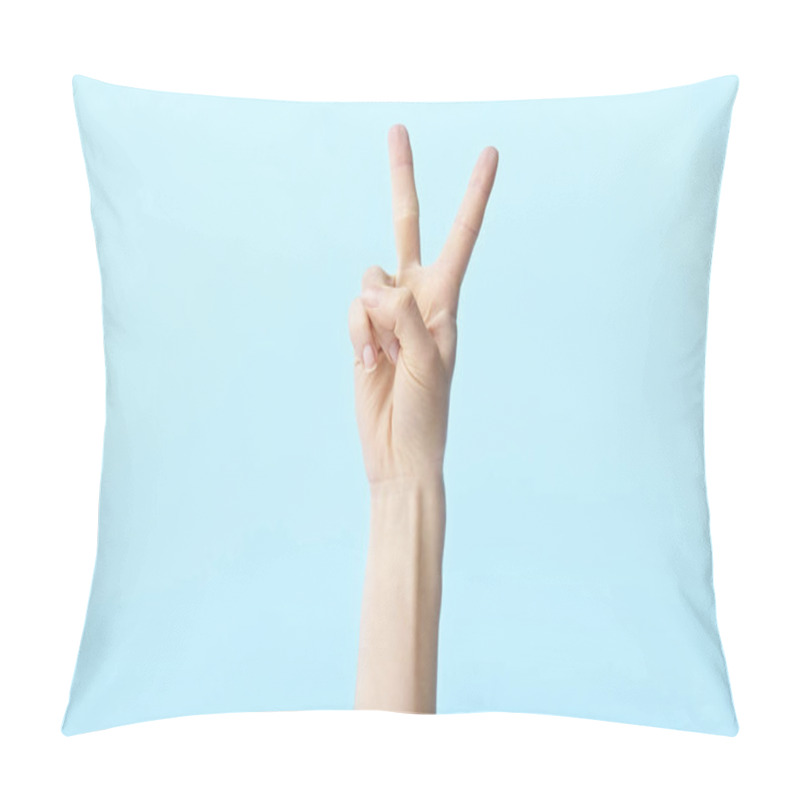 Personality  Human Hand Showing Number Two Pillow Covers