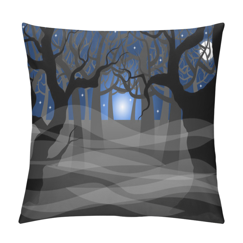 Personality  Dark Ghostly Forest And Full Moon  Pillow Covers